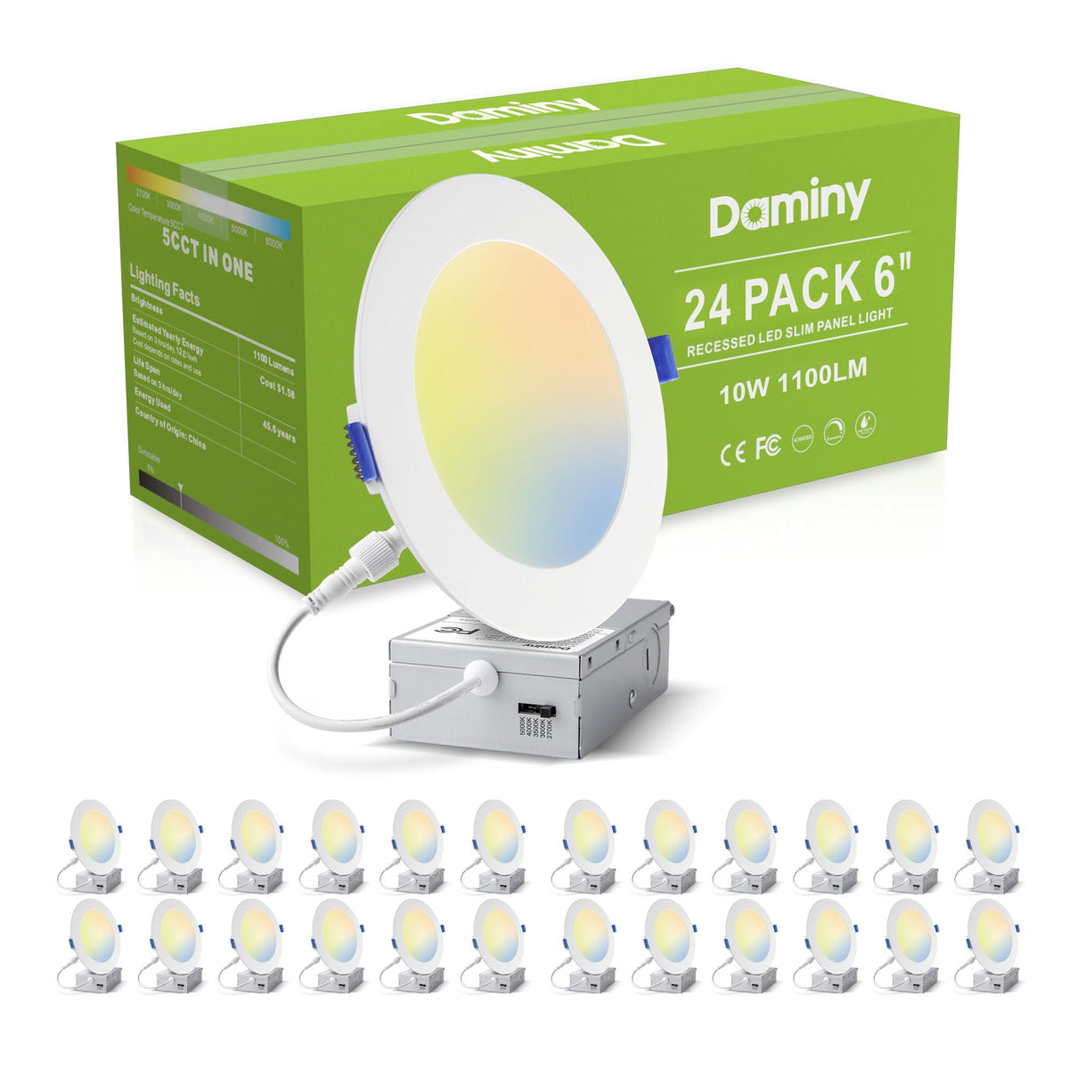 DAMINY 24 Pack 6 Inch Dimmable LED Recessed Lighting