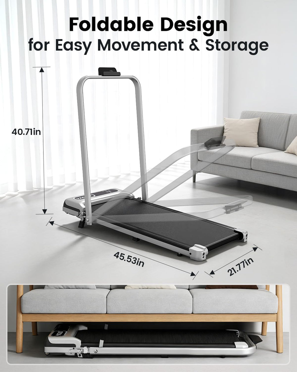 YAGUD Walking Pad Treadmill for Home Office & Jogging