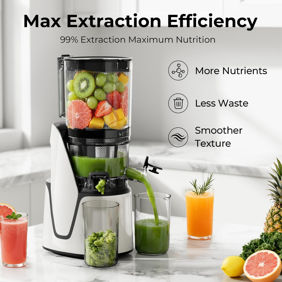 EANORUUS 3-in-1 Cold Press Juicer with 100oz Capacity