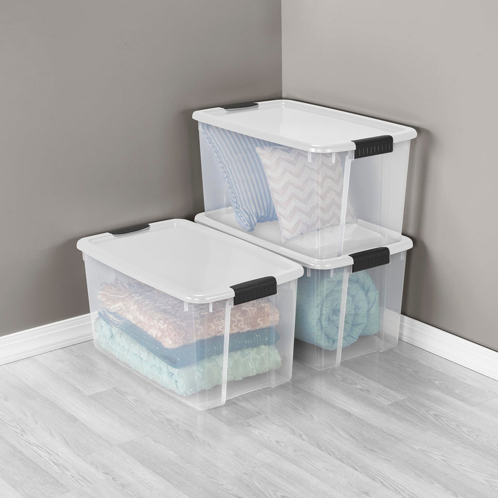 STERILITE 8-Pack 70 Quart Latching Storage Bins - Clear Plastic
