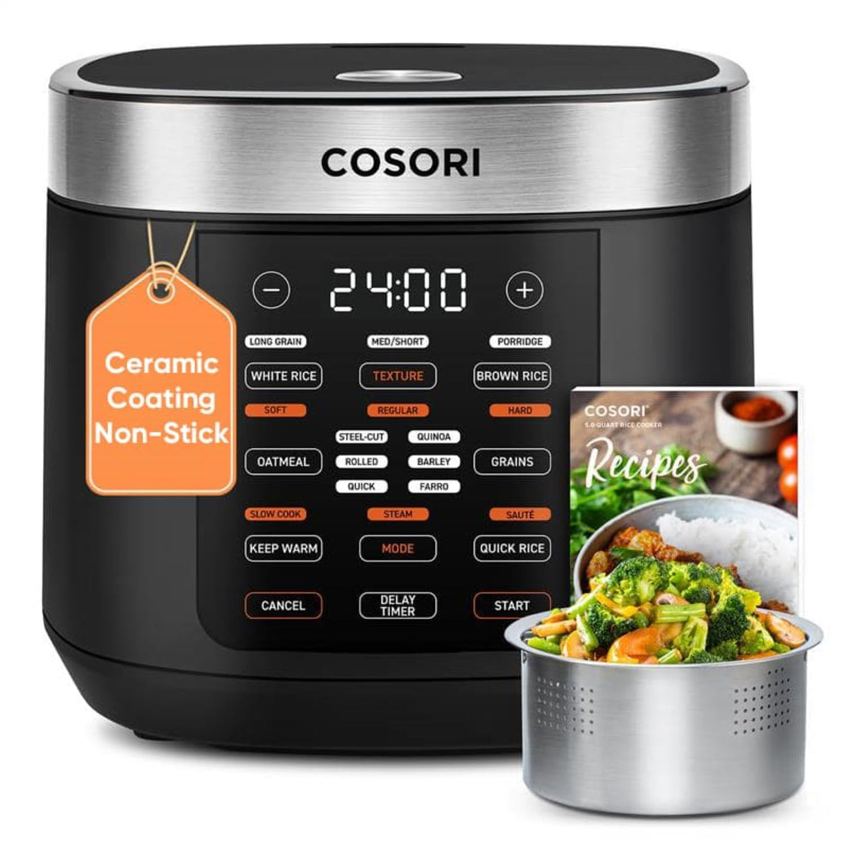 COSORI Rice Cooker 10 Cup with Fuzzy Logic & Steamer