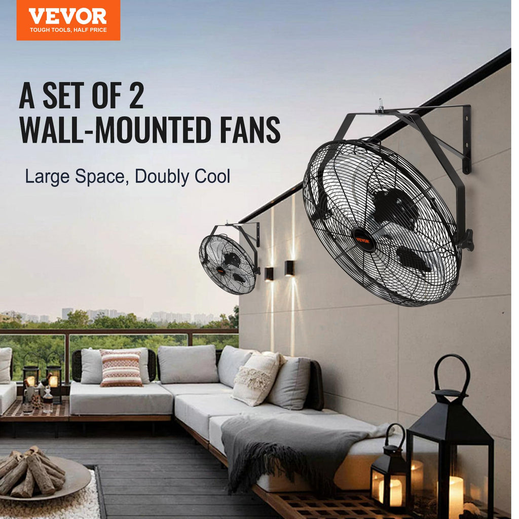 VEVOR 18" Waterproof Wall Mount Fan 2 PCS, 3-Speed 4000 CFM