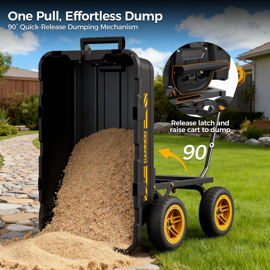 CAMMOO 10in No-Flat Tires Heavy-Duty Garden Dump Cart