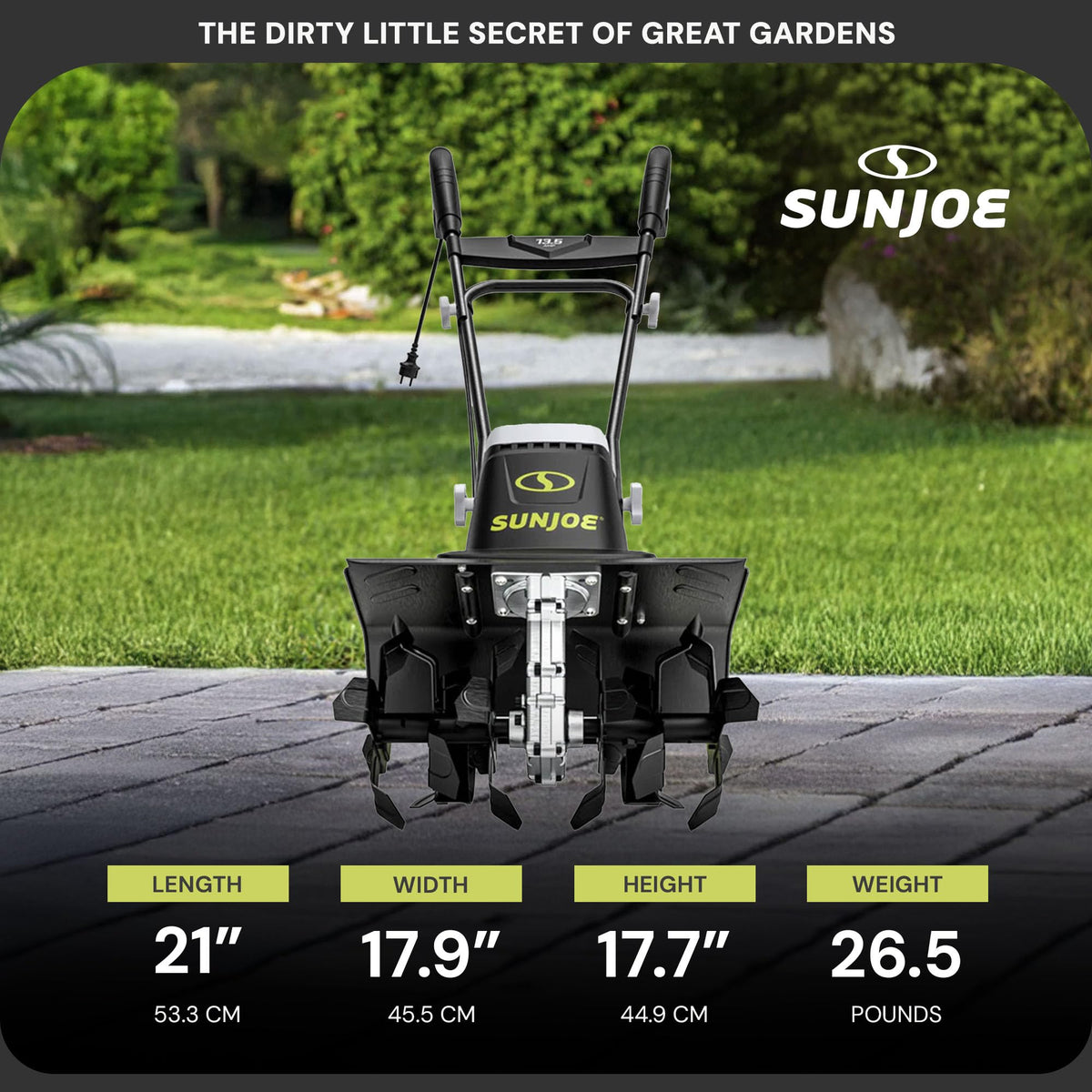SUN JOE Corded Electric Garden Tiller - 16 Inch, 13.5 Amp