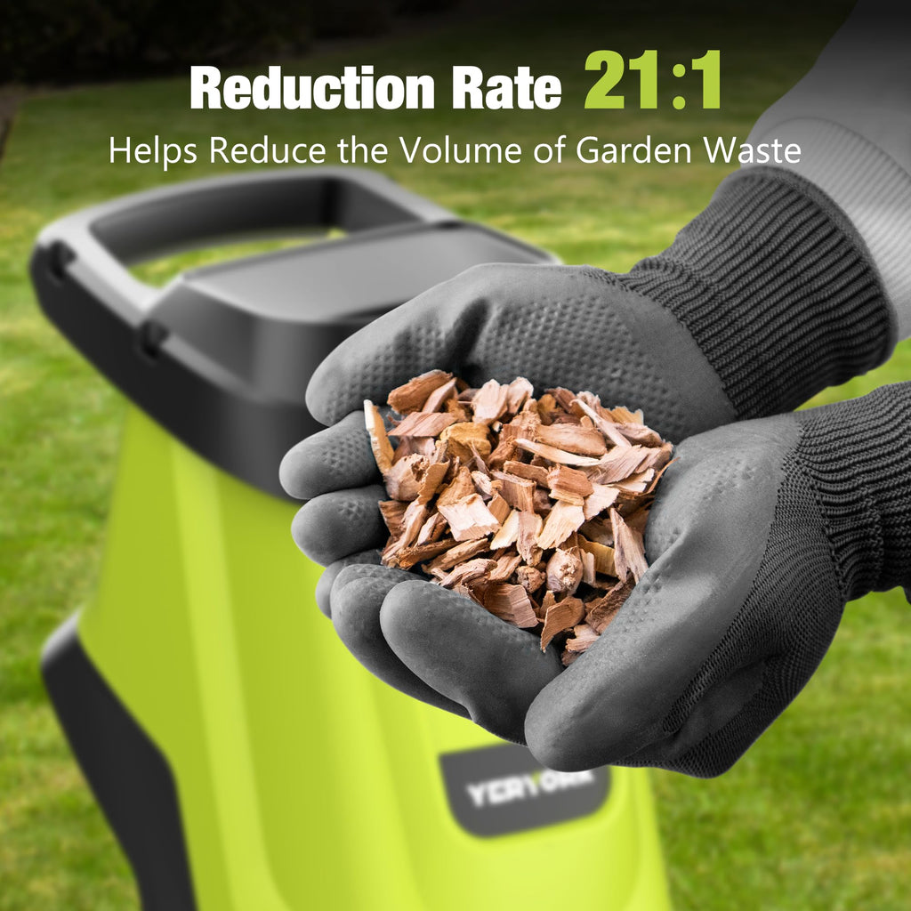 YERYORK Wood Chipper 15-Amp Electric Shredder 50L Bag