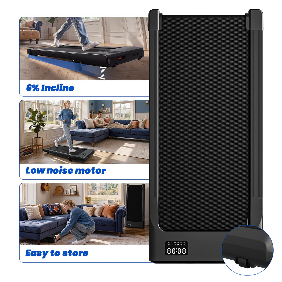 DEERRUN Under Desk Walking Pad Treadmill for Home & Office