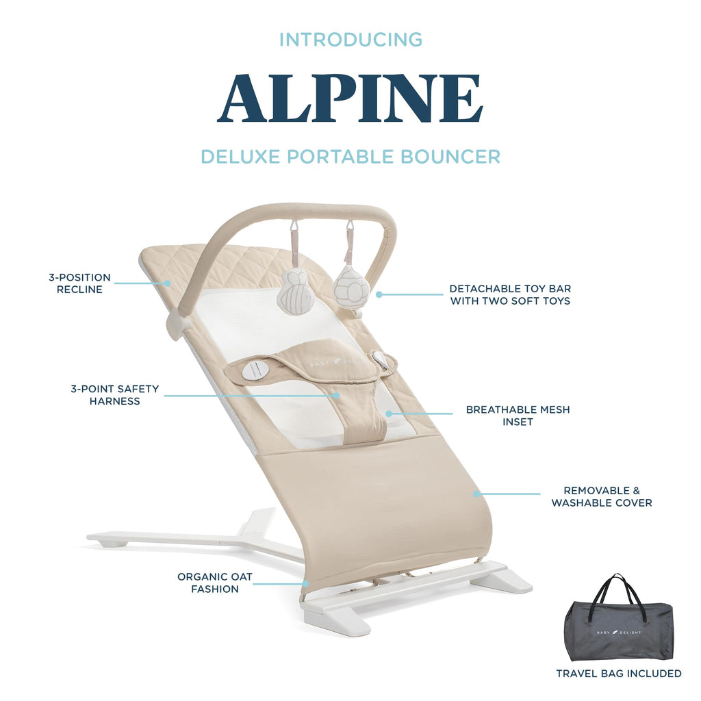 BABY DELIGHT Alpine Deluxe Portable Bouncer for Infants, Organic