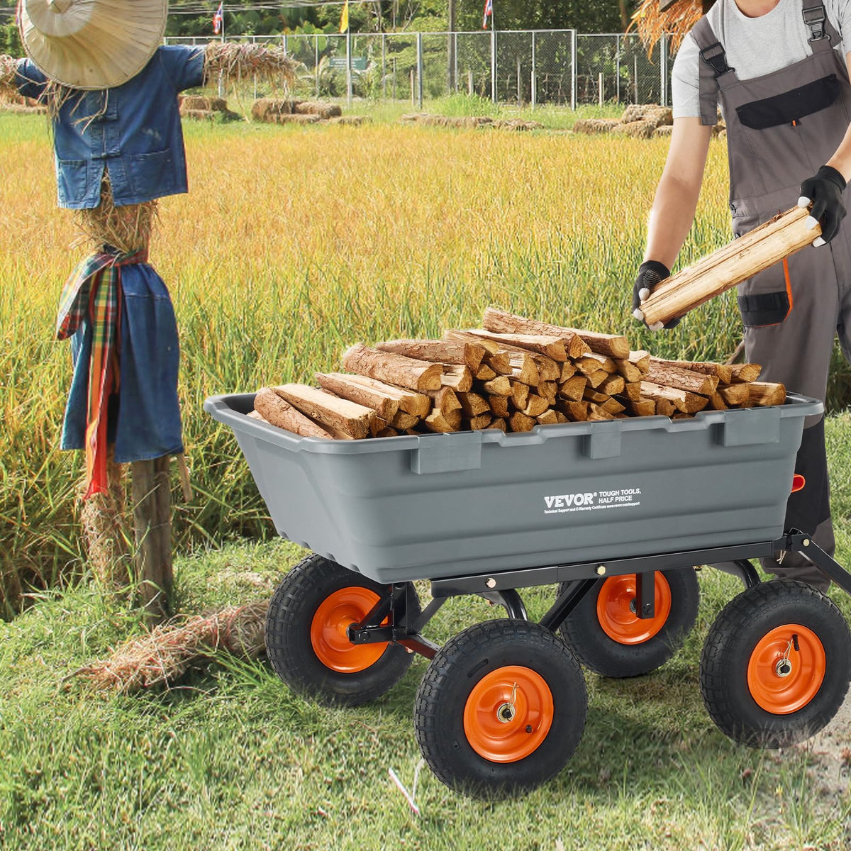 VEVOR 1200lbs Garden Dump Cart with 2-in-1 Handle