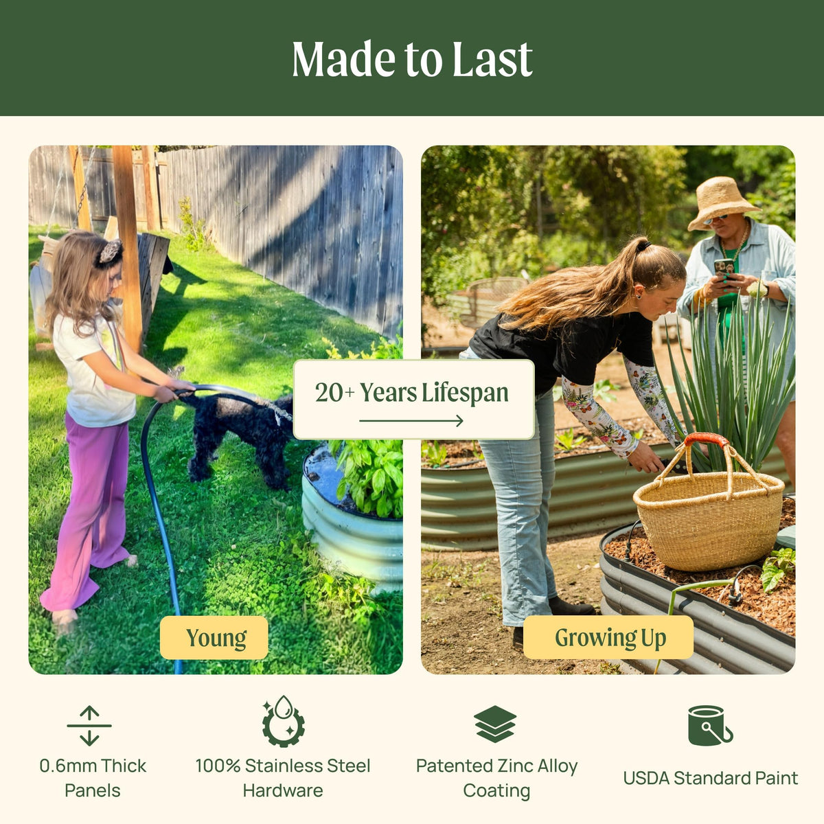 VEGO GARDEN Raised Garden Bed Kit - 17" Tall Metal Planter Box