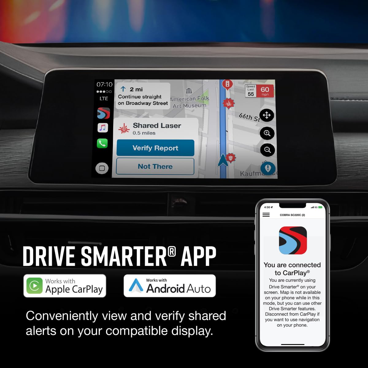COBRA RAD 480i Laser Radar Detector - Long Range, Bluetooth