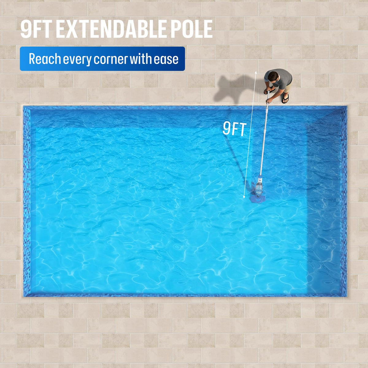 BIELMEIER Handheld Pool Vacuum with Telescopic Pole - 19 GPM