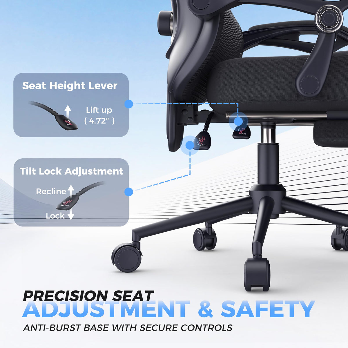 CYKOV Ergonomic Office Chair with Footrest & Lumbar Support