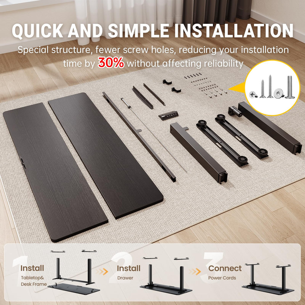 VEKEN 47.2" Adjustable Height Standing Desk - Modern Office Table