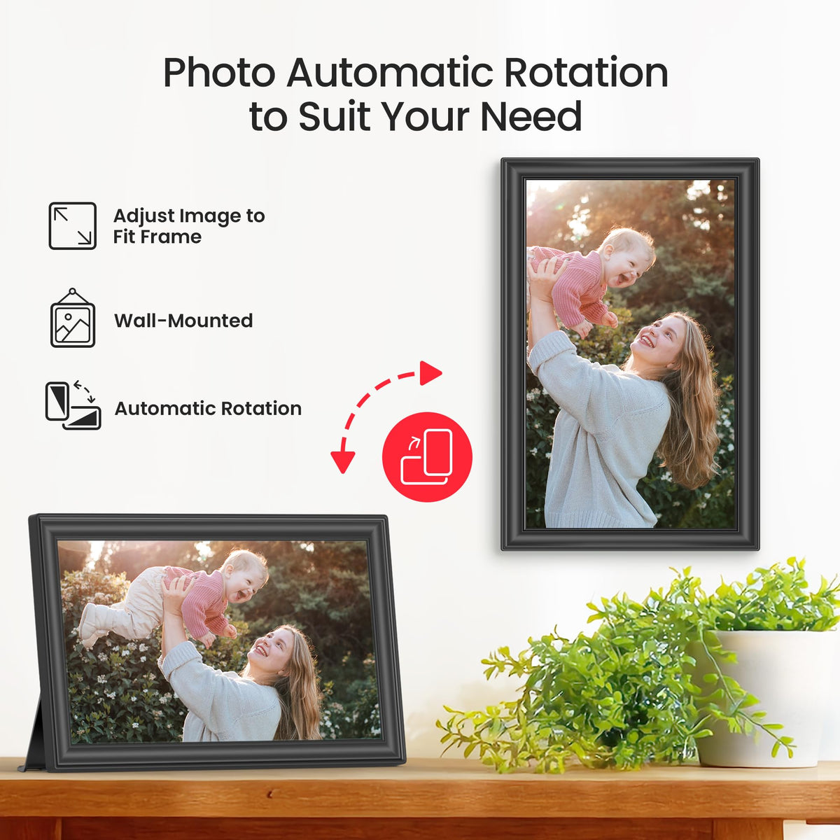 BIGASUO 64GB Frameo 15.6" WiFi Digital Photo Frame