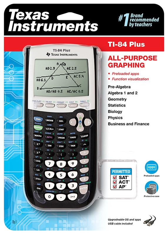 TEXAS INSTRUMENTS TI-84 Plus Graphics Calculator - Black, 320x240 Pixels