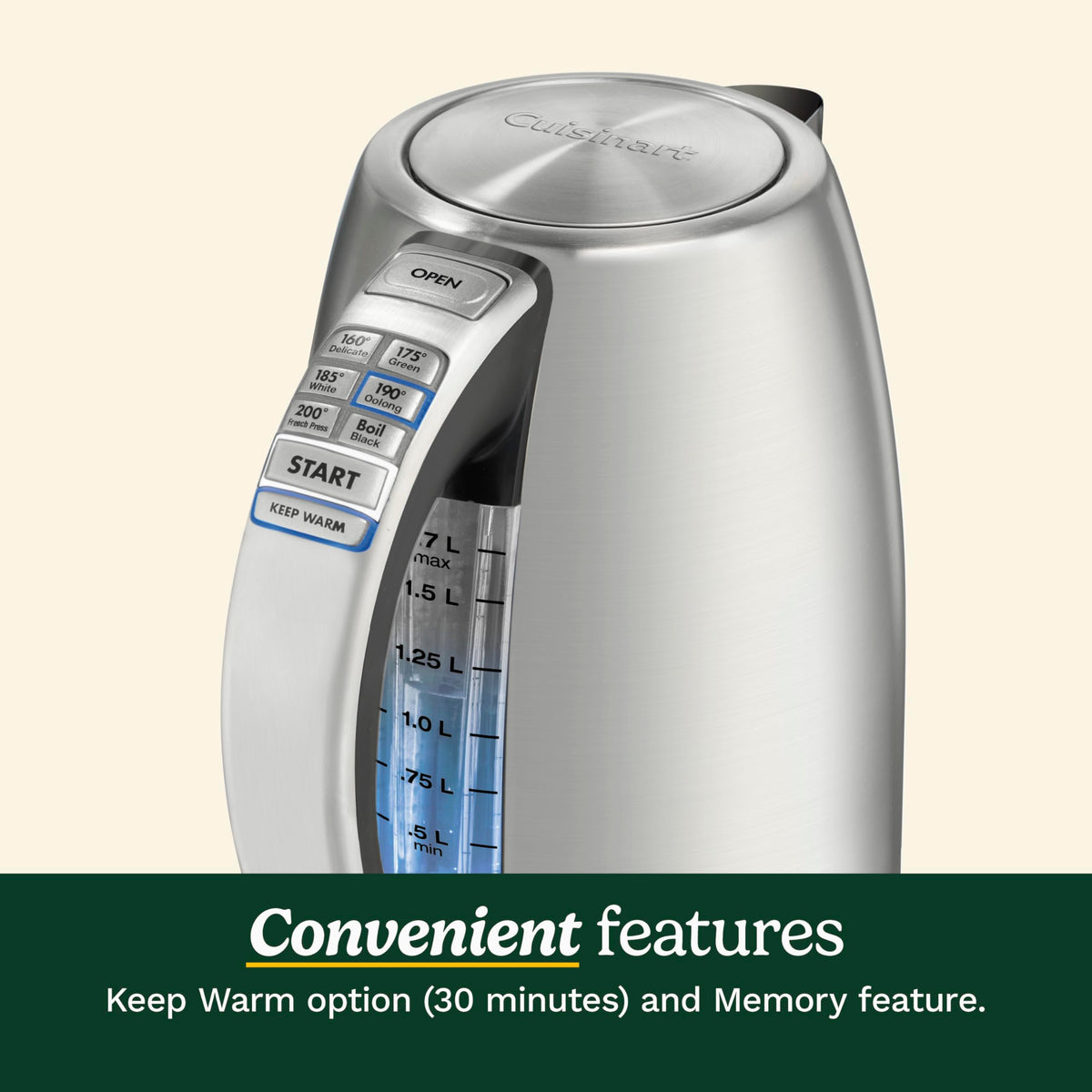 CUISINART PerfecTemp 1.7L Cordless Electric Kettle, 1500W