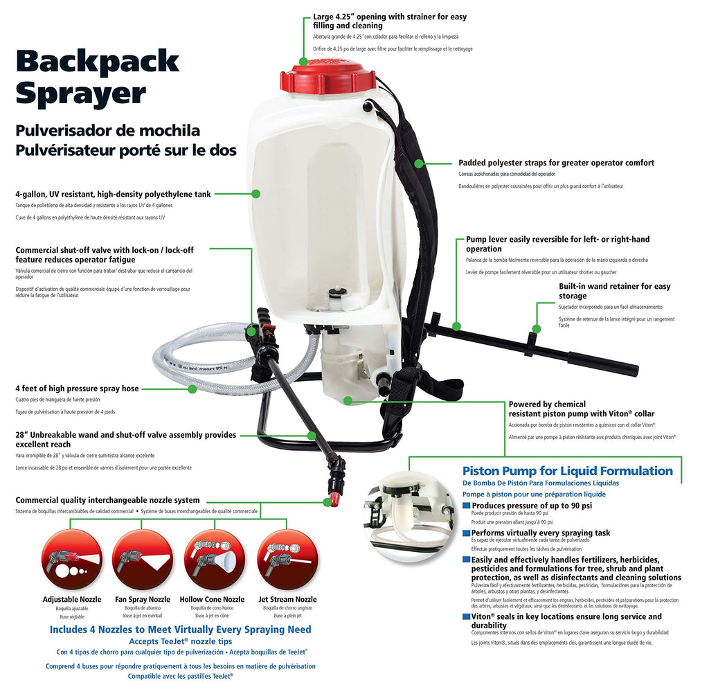 SOLO 425 4-Gallon Backpack Sprayer - Wide Pressure 90 psi