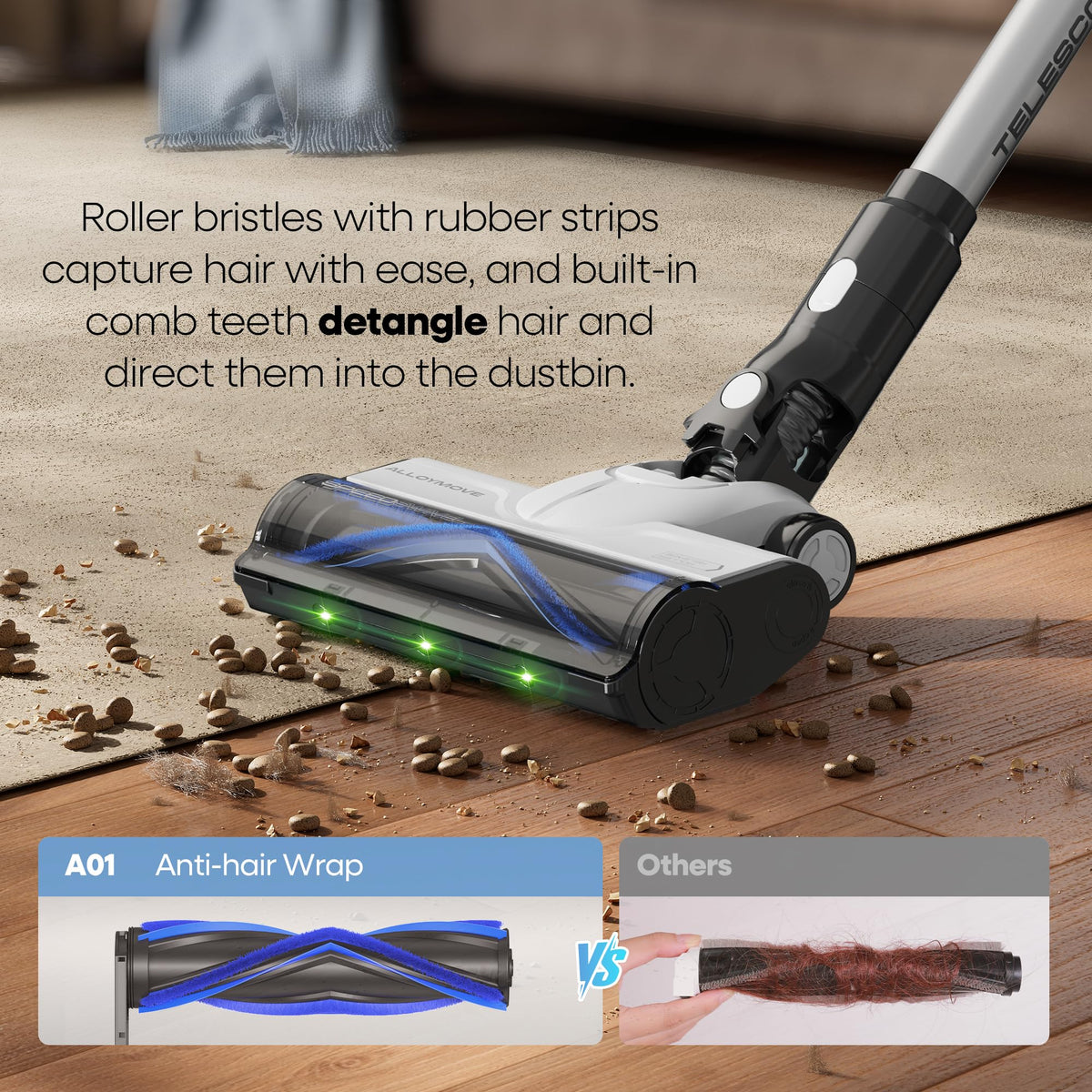 YONNDER M1 Cordless Vacuum Cleaner - 550W, 70Mins, Anti-Tangle
