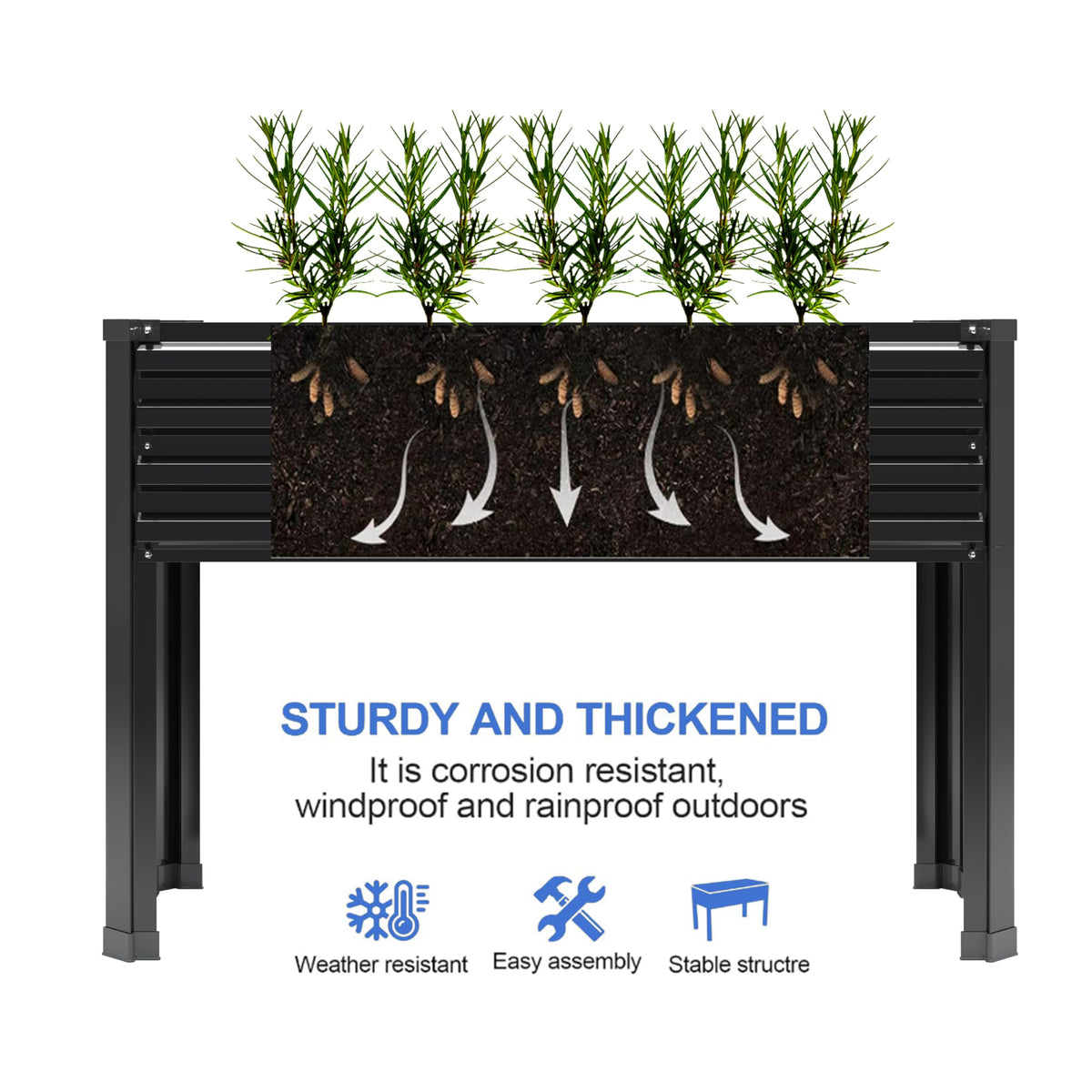 DIIYIV 2PCS Galvanized Elevated Garden Bed with Legs
