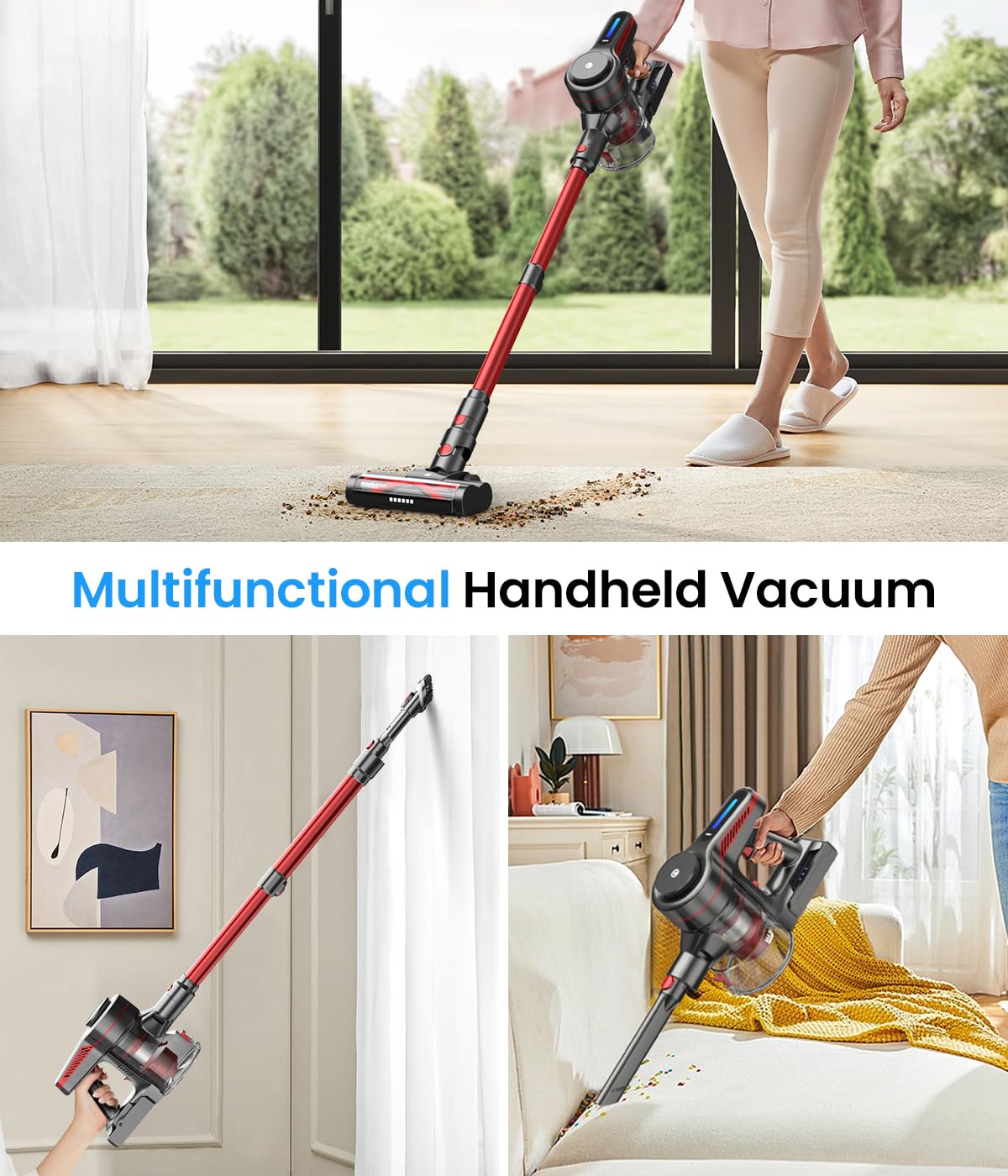 CHEBIO Cordless Stick Vacuum Cleaner with Powerful Suction