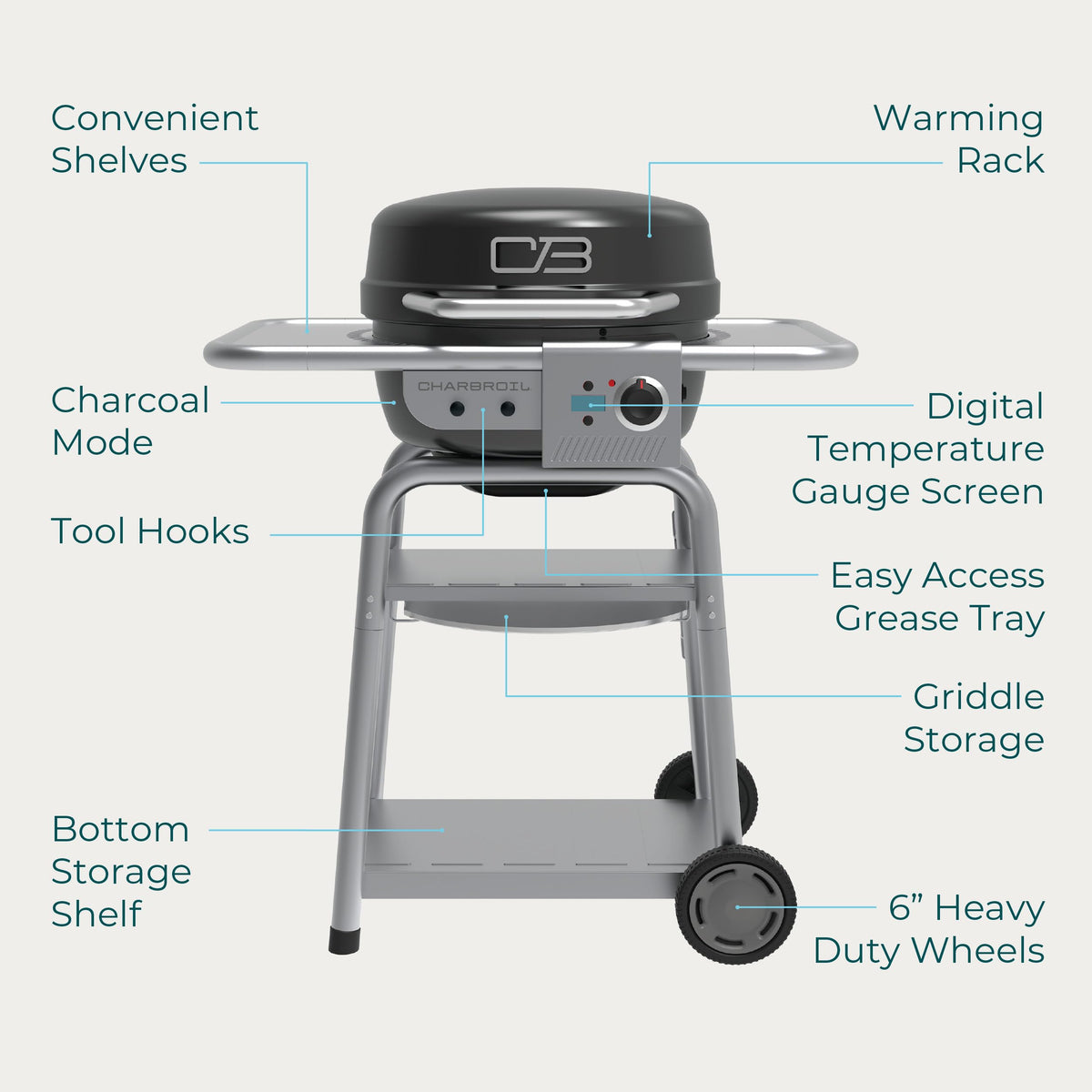 CHARBROIL 3-in-1 Dual Fuel Outdoor Bistro Electric Grill