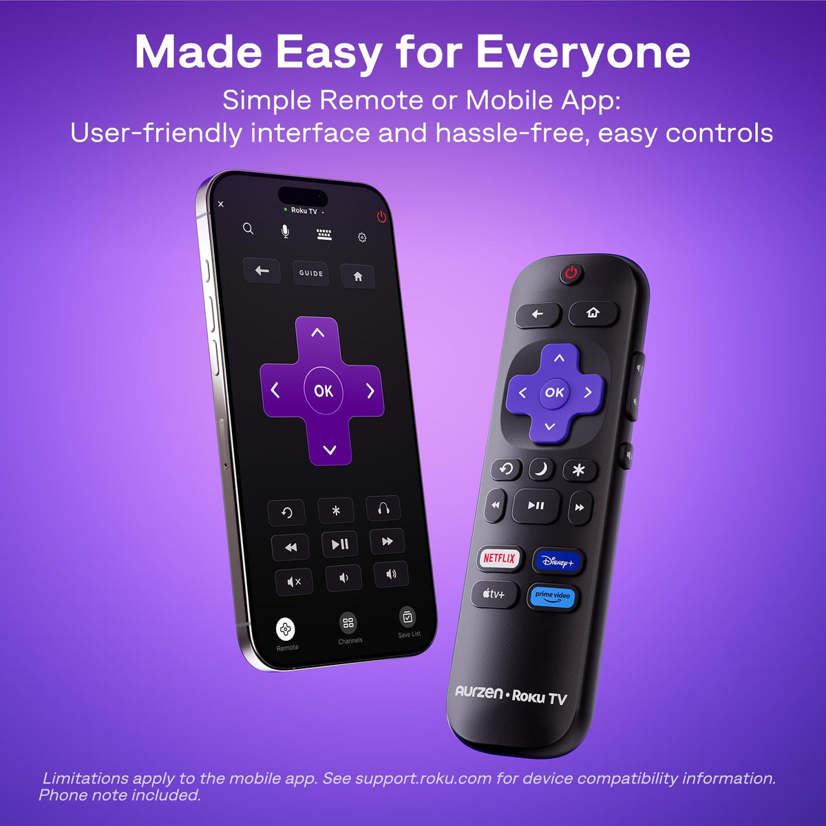 AURZEN Roku Smart Projector, 1080P FHD, Bluetooth & Wifi
