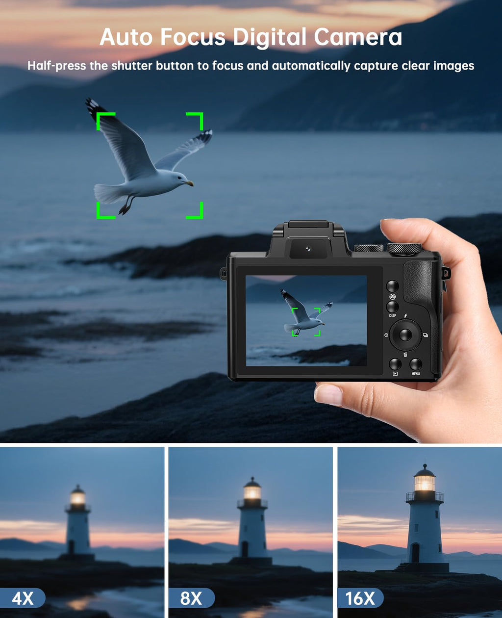 XNSIAKXA 8K Professional Digital Camera with 16X Zoom & WiFi