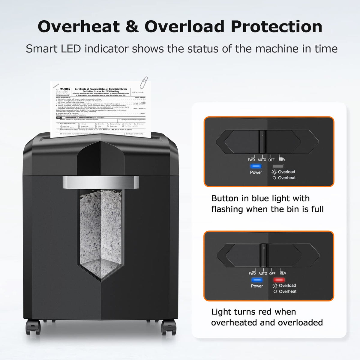 BONSAII 12-Sheet Micro Cut Shredder with Jam-Proof System