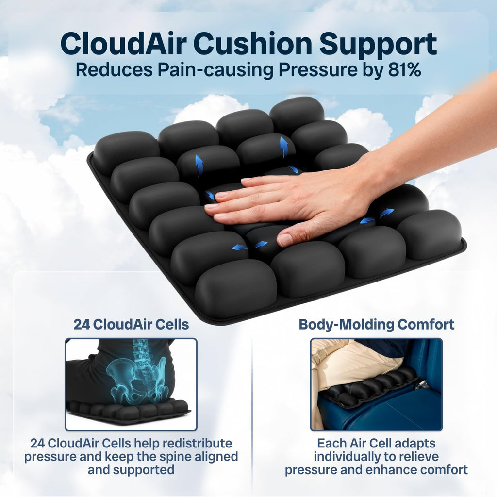 SONDUR Travel Cushion – CloudAir Inflatable Seat Pad for Flights