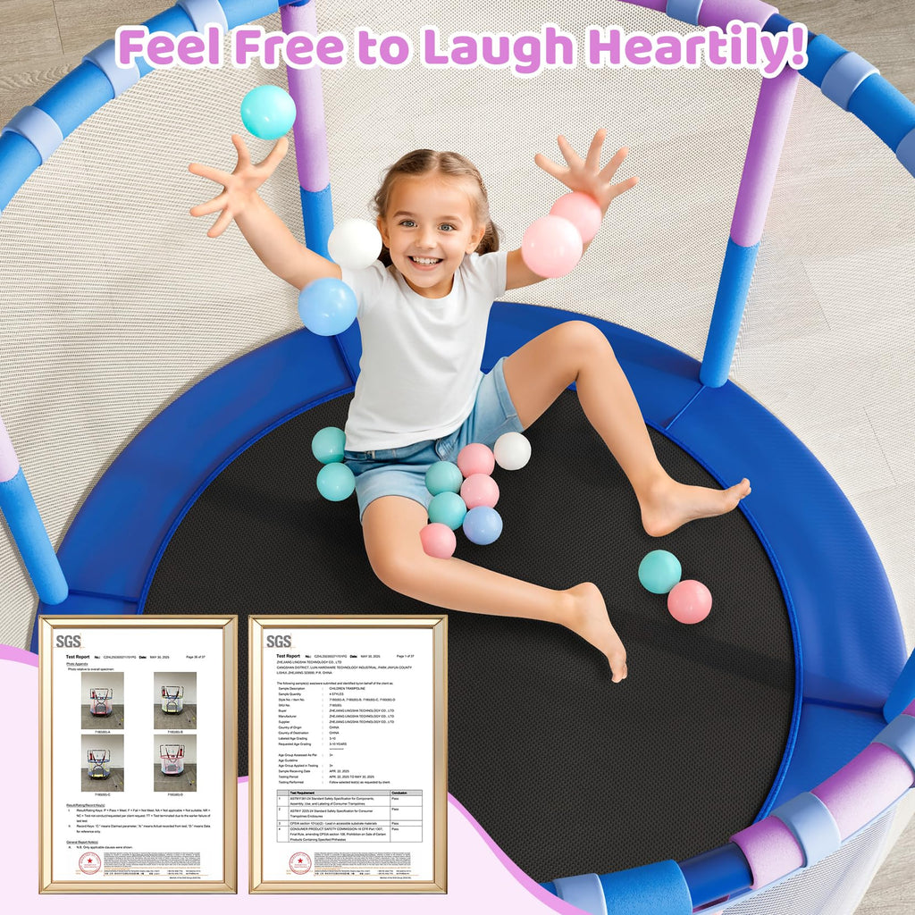 YOHOOD 55" Kids Trampoline with Enclosure & Adjustable Bars