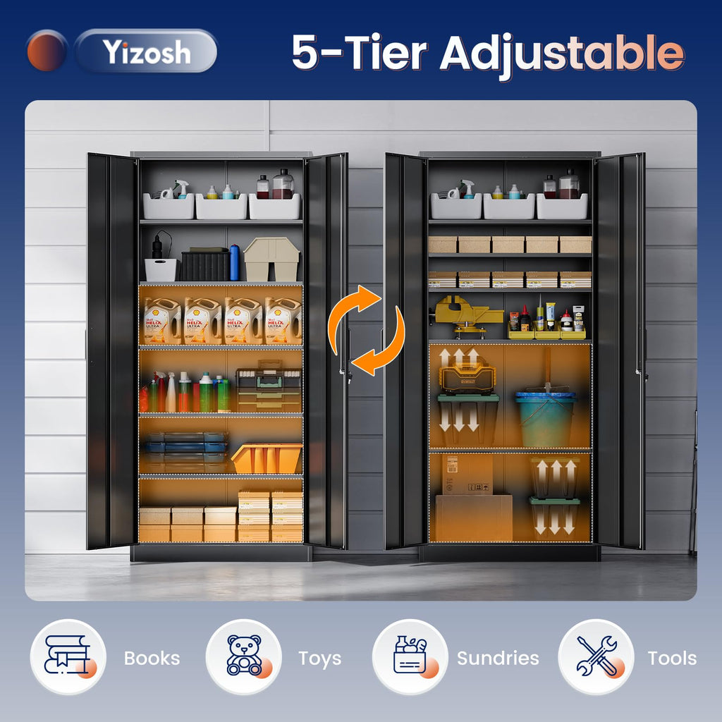 YIZOSH Metal Storage Cabinet with Lock - 72" Steel Unit