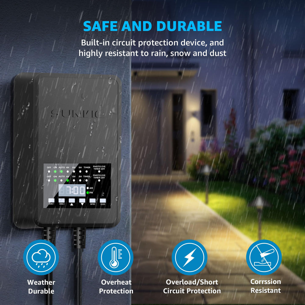 SUNVIE 300W Landscape Lighting Transformer with Timer