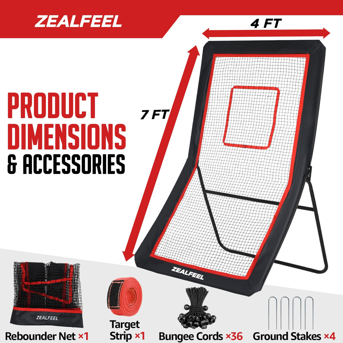ZEALFEEL ZEALFEEL Lacrosse Rebounder - 4x7FT/4x6FT Net