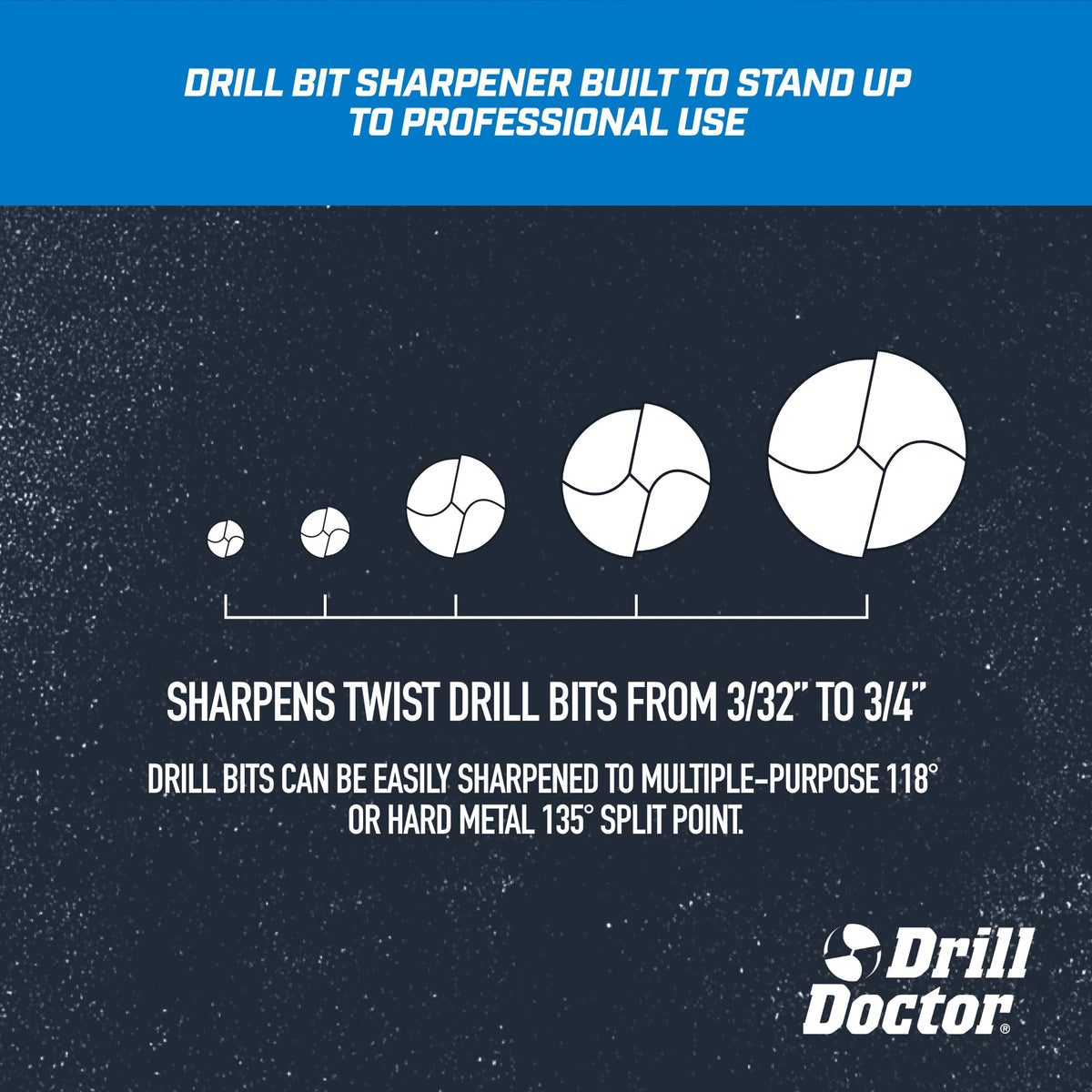 DRILL DOCTOR DD750X Electric Drill Bit Sharpener - High-Speed Portable