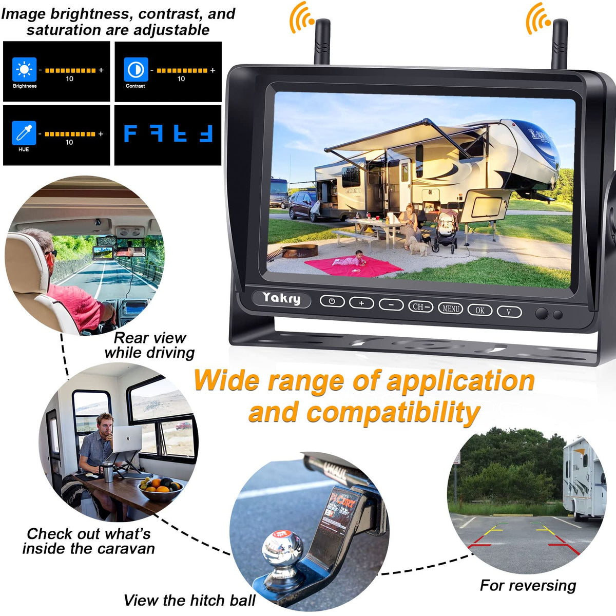 YAKRY RV Backup Camera Wireless HD 1080P with Monitor