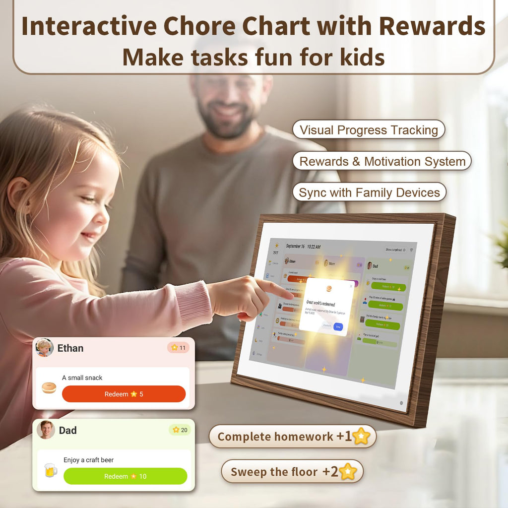 CANUPDOG 10.1 Inch Digital Calendar Chore Chart with Touchscreen