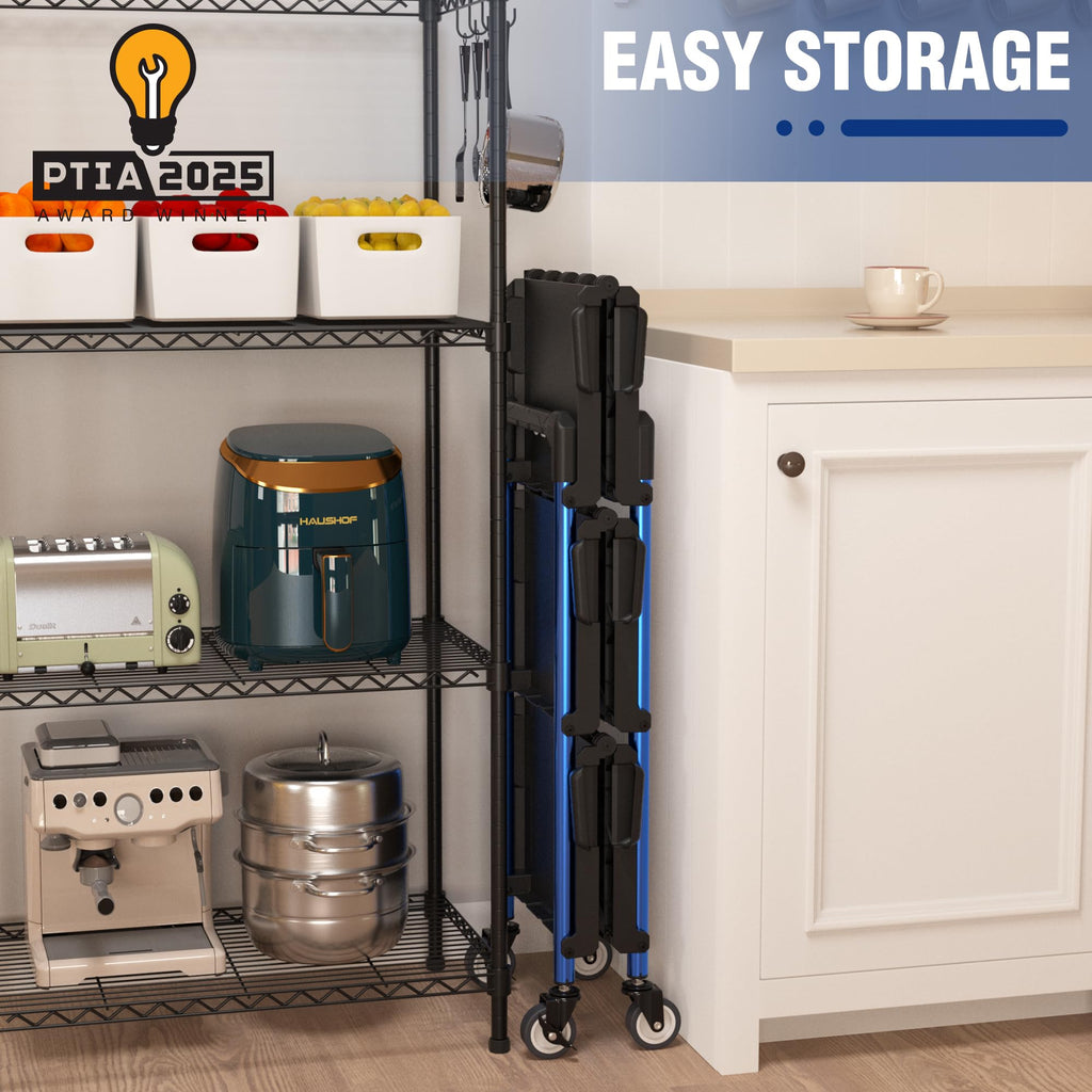 WORKPRO 3-Tier Collapsible Utility Service Cart - 210 LBS Capacity