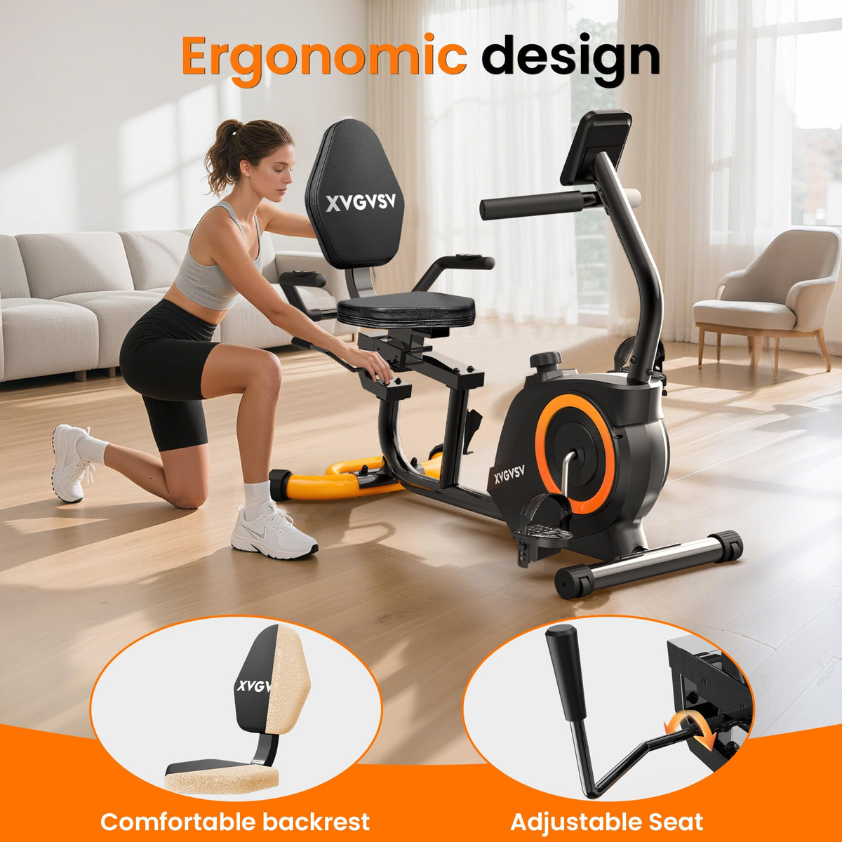 XVGVSV Recumbent Exercise Bike for Home Use with LCD Display