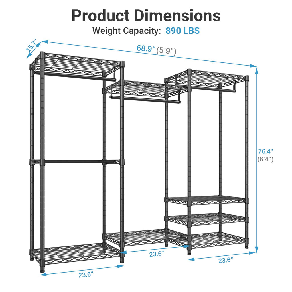 VIPEK V5 Heavy Duty Clothes Rack - Portable Wardrobe, 890 lbs