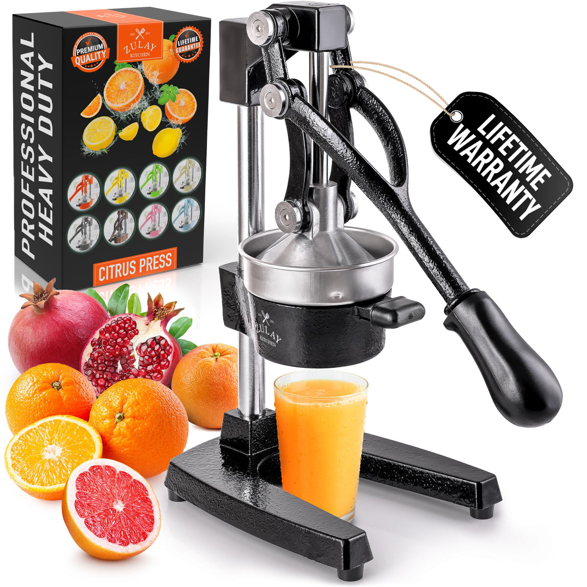 ZULAY KITCHEN Cast Iron Juicer - Heavy-Duty Manual Citrus Press