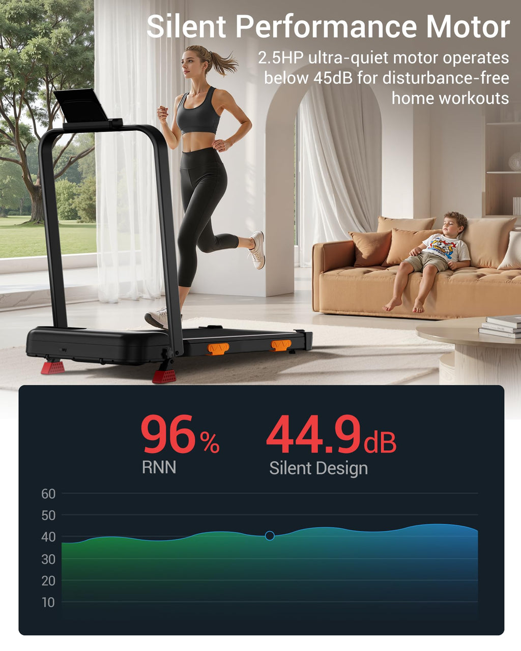 LONTEK 3-in-1 Foldable Treadmill for Home & Office Use
