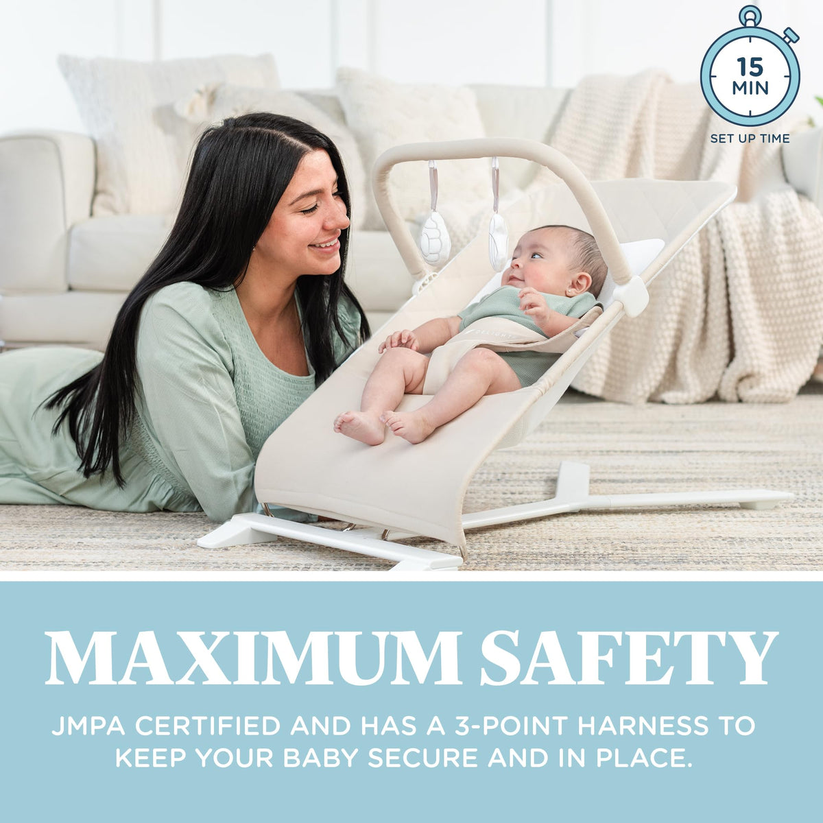 BABY DELIGHT Alpine Deluxe Portable Bouncer for Infants, Organic