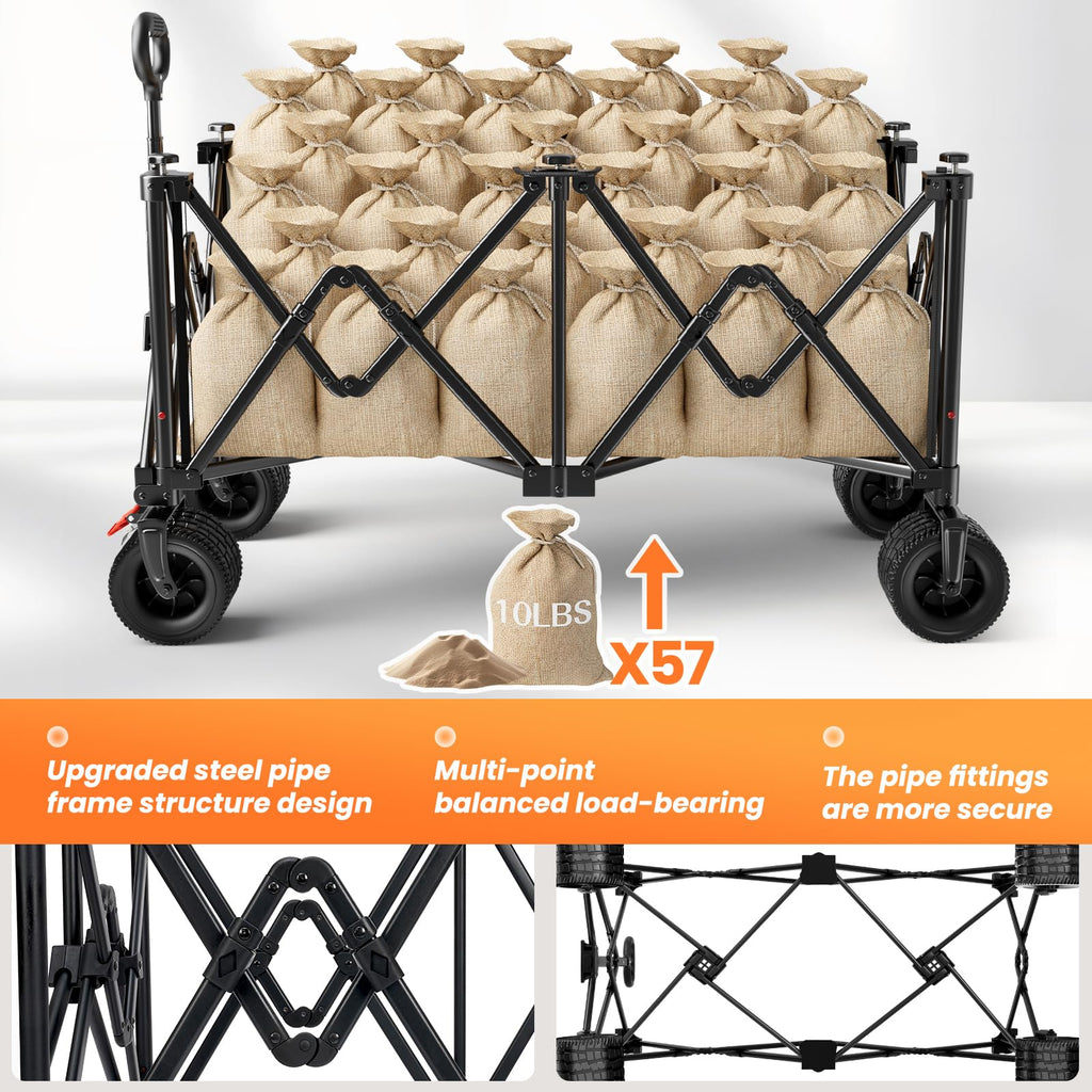 SYOCYO Collapsible Beach Wagon Cart - 570LBS Capacity