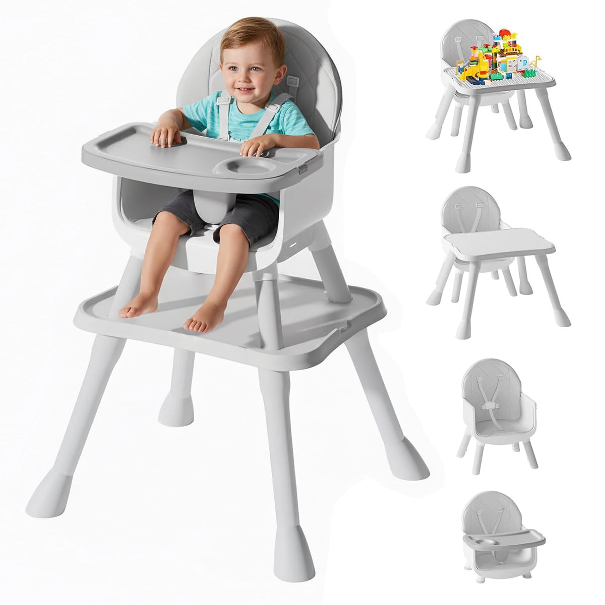 UNISWAN 6 in 1 Baby High Chair - Convertible Highchair Grey