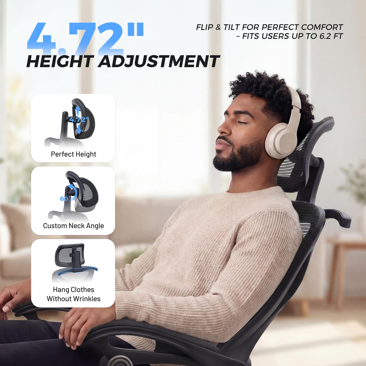 CYKOV Ergonomic Office Chair with Footrest & Lumbar Support