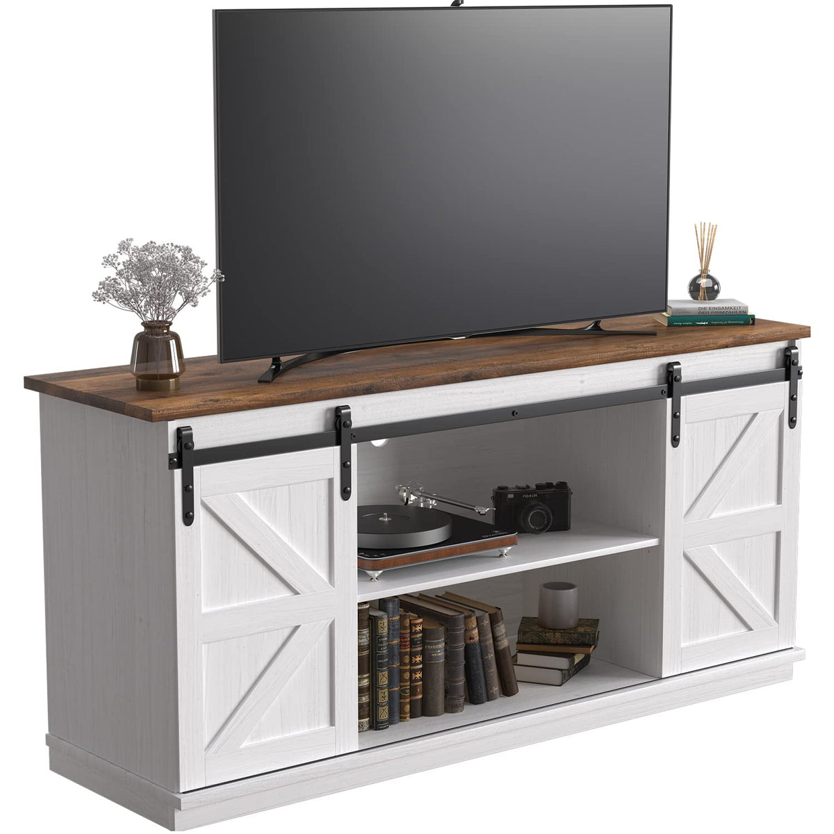 JUMMICO TV Stand for 65 Inch TV with Storage Cabinets