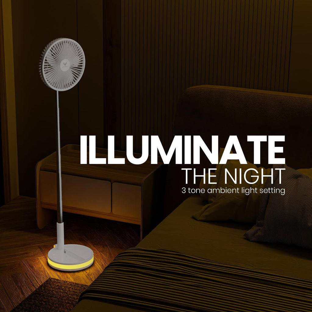 VENTY Portable Fan - Wireless Battery Operated with LED Light