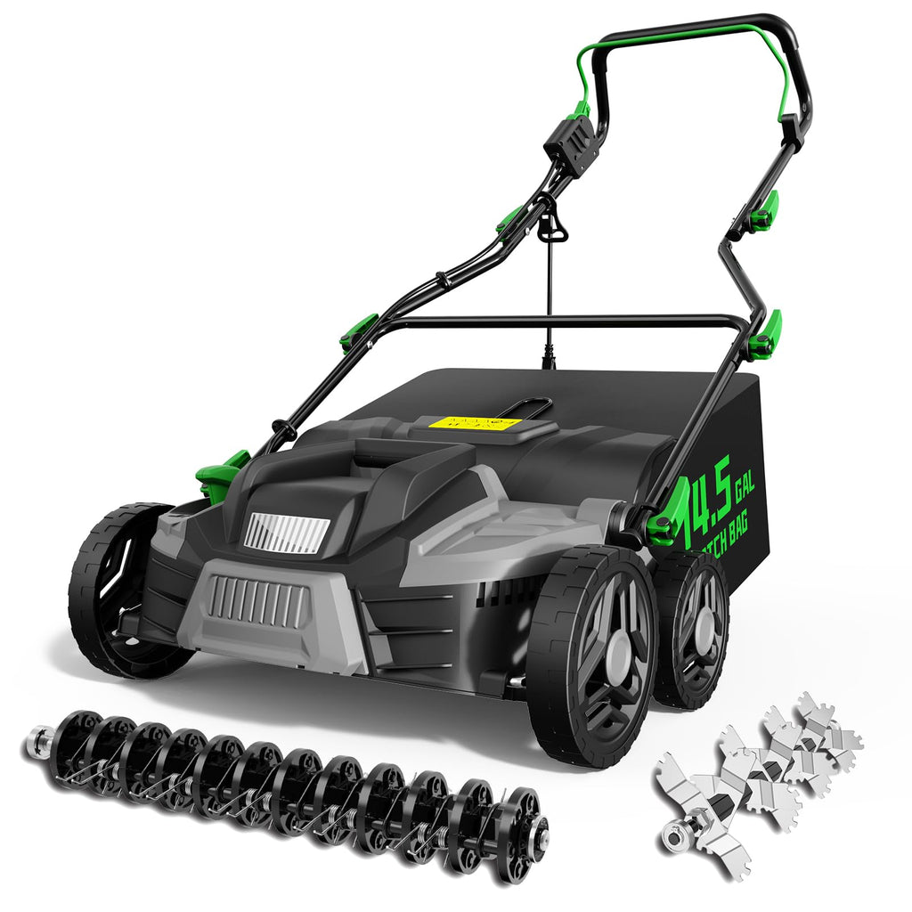 TIECTOWN 2026 16-Inch 2-in-1 Electric Dethatcher & Scarifier