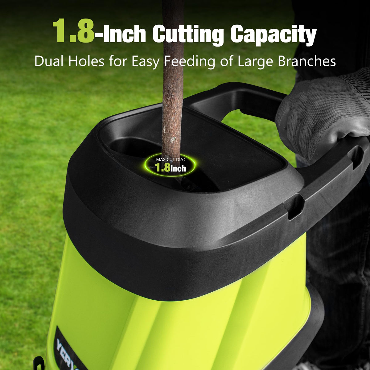 YERYORK Wood Chipper 15-Amp Electric Shredder 50L Bag