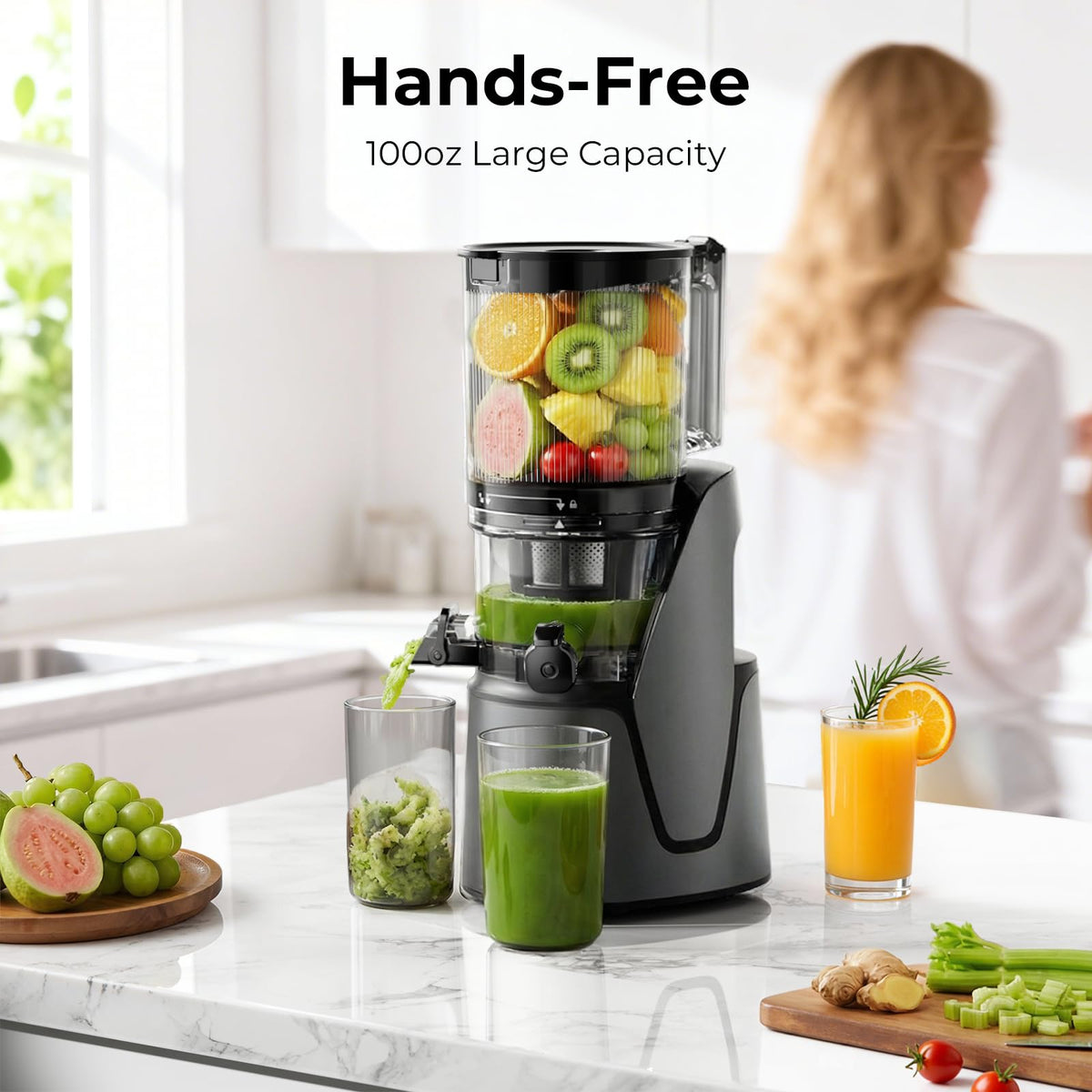 EANORUUS 3-in-1 Cold Press Juicer with Large 100oz Capacity